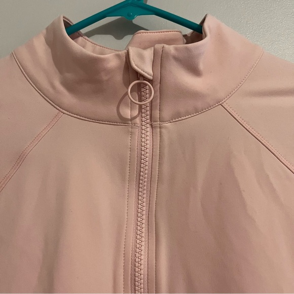 Fabletics Blush Pink Zip-Up Jacket zip pockets thumb holes 1X Athletic Trinity - Picture 9 of 11